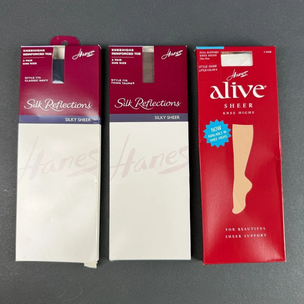 Hanes Knee High Hosiery Bundle Silk Reflections Alive Sheer Multi Color 6 Pairs